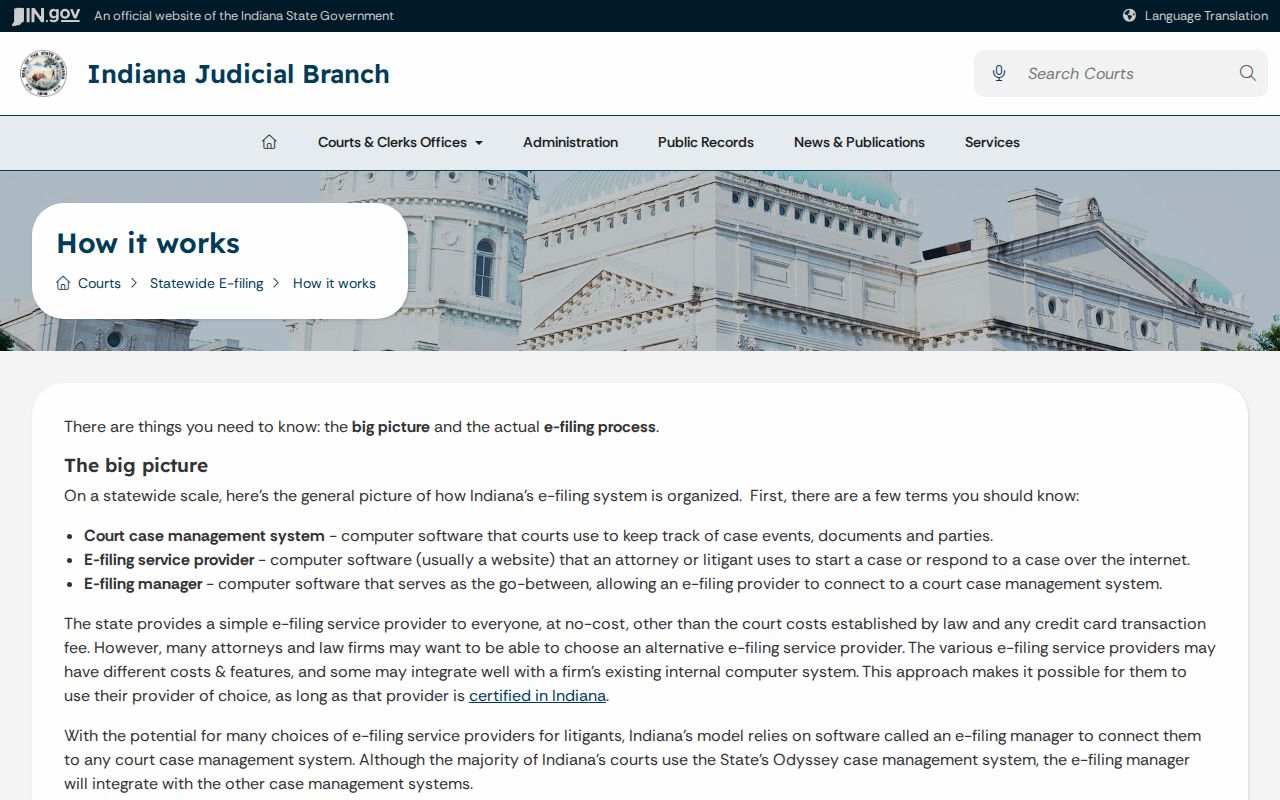Vigo County court records and the Indiana e-filing workflow